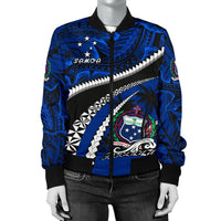 Samoa Women Bomber Jacket Polynesian Shark Tattoo - Polynesian Pride
