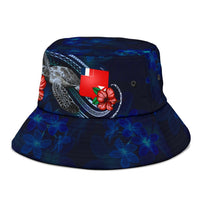 Wallis and Futuna Polynesian Bucket Hat - Blue Turtle Hibiscus - Polynesian Pride