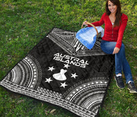 Austral Islands Premium Quilt - Austral Islands Flag Polynesian Chief Black Version - Polynesian Pride