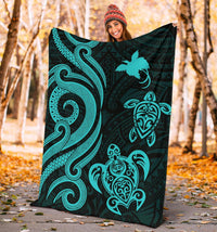 Papua New Guinea Premium Blanket - Turquoise Tentacle Turtle - Polynesian Pride