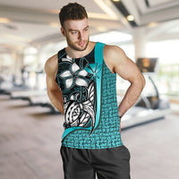 Polynesian Hawaii Men Tank Top Turquoise - Turtle with Hook - Polynesian Pride