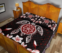 Hawaiian Reddie Turtle Plumeria Quilt Bed Set - Polynesian Pride