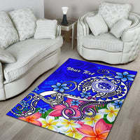 FSM Custom Personalised Area Rug - Turtle Plumeria (Blue) - Polynesian Pride
