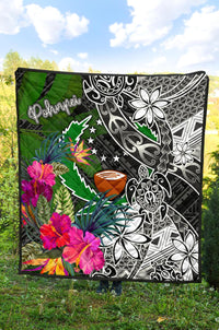 Pohnpei Premium Quilt - Turtle Plumeria Banana Leaf - Polynesian Pride