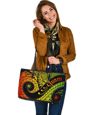 Guam Leather Tote Bag - Guam Polynesian Decorative Patterns - Polynesian Pride