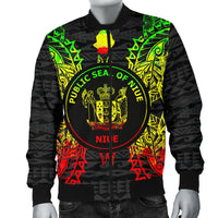 Niue Polynesian Men's Bomber Jacket Map Reggae - Polynesian Pride