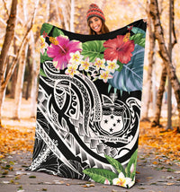 Polynesian Samoa Premium Blanket - Summer Plumeria (Black) - Polynesian Pride