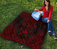 Austral Islands Premium Quilt - Austral Islands Flag Polynesian Chief Dark Red Version - Polynesian Pride