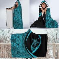 Hawaii Turtle Fish Hook Polynesian Hooded Blanket Blue - Circle Style - Polynesian Pride