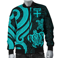 Fiji Polynesian Men Bomber Jacket - Turquoise Tentacle Turtle - Polynesian Pride