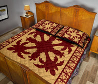 Hawaiian Quilt Pattern Coconut Lovely Quilt Bed Set - Polynesian Pride