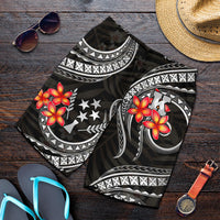 Kosrae Micronesian Men Shorts - Black Plumeria BLACK - Polynesian Pride