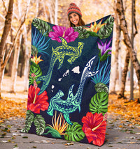 Hawaii Shark Tropical Color Premium Blanket - Polynesian Pride