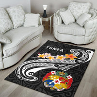 Tonga Area Rug - Tonga Seal Polynesian Patterns Plumeria (Black) - Polynesian Pride