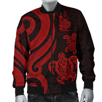 New Caledonia Men's Bomber Jacket - Red Tentacle Turtle - Polynesian Pride