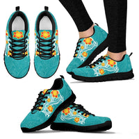Hawaii Polynesian Hibiscus Sneakers - JVT Style - Cyan - Polynesian Pride