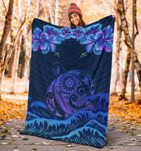Hawaiian Turtle Hibiscus Polynesian - Premium Blanket - Lucy Style - Polynesian Pride