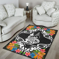 New Caledonia Area Rug - Coat OfArmsWith Tropical Flowers - Polynesian Pride