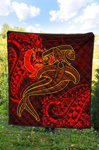 Pohnpei Premium Quilt - Red Shark Polynesian Tattoo - Polynesian Pride