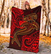 Samoa Premium Blanket - Red Shark Polynesian Tattoo - Polynesian Pride