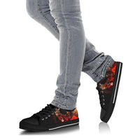 Guam Polynesian Low Top Shoe - Plumeria Flowers And Waves - Polynesian Pride
