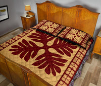 Hawaiian Quilt Pattern Palm Four Petal Quilt Bed Set - Polynesian Pride