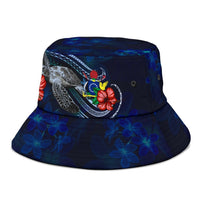 Cook Islands Polynesian Bucket Hat - Blue Turtle Hibiscus - Polynesian Pride