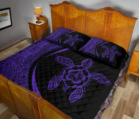 Hawaiian Polynesian Turtle Quilt Bed Set - Circle Style Purple - Polynesian Pride