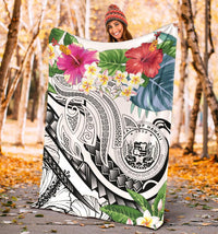 Polynesian Hawaii Premium Blanket - Summer Plumeria (White) - Polynesian Pride