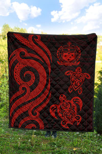 Samoa Premium Quilt - Red Tentacle Turtle - Polynesian Pride