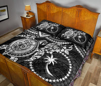 Chuuk Polynesian Quilt Bed Set - Chuuk Flag & White Turtle Black Version - Polynesian Pride
