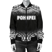 Pohnpei Women's Bomber Jacket - Fog Black Style - Polynesian Pride
