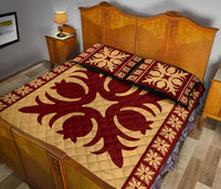 Hawaiian Quilt Pattern Flower And Plants Quilt Bed Set - Polynesian Pride
