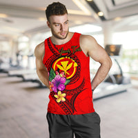 Hawaii Polynesian Custom Personalised Men's Tank Top - Floral With Seal Red - Polynesian Pride