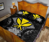 Kanaka Maoli (Hawaii) Polynesian Quilt Bed Set Hibiscus Gray - Polynesian Pride