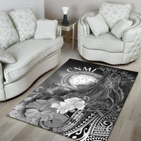 CNMI Area Rug - Humpback Whale with Tropical Flowers (White) - Polynesian Pride