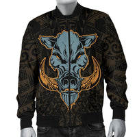 Hawaii Wild Boar Kamapua'a Men's Bomber Jacket - Gold - Hawaiian Mythology Style - Polynesian Pride