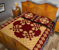 Hawaiian Quilt Pattern Palm Tree Girl Quilt Bed Set - Polynesian Pride