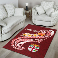 Fiji Custom Personalised Area Rug - Fiji Seal Polynesian Patterns Plumeria (Red) - Polynesian Pride