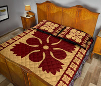Hawaiian Quilt Pattern Plants And Tropical Flora Quilt Bed Set - Polynesian Pride