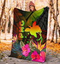 Papua New Guinea Polynesian Premium Blanket - Hibiscus and Banana Leaves - Polynesian Pride