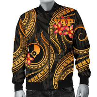 Yap Micronesian Men Bomber Jacket - Gold Plumeria - Polynesian Pride