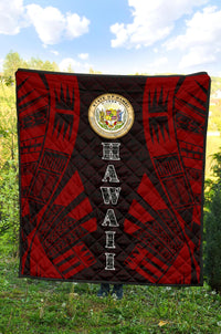 Hawaii Premium Quilt - Hawaii Seal Polynesian Red Tattoo - Polynesian Pride