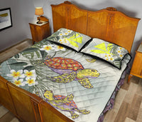 Hawaii Honu Chibi Sea Plumeria Quilt Bed Set - Polynesian Pride