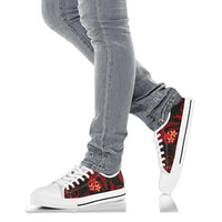 Tonga Polynesian Low Top Shoes - Red Plumeria - Polynesian Pride
