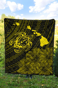 Hawaii Sea Turtle Is Swimming Toward Premium Quilt Yellow - Polynesian Pride