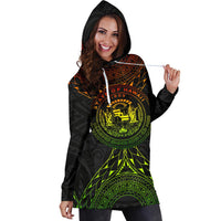 Hawaii Map Polynesian Women's Hoodie Dress - Reggae Color Version - Polynesian Pride