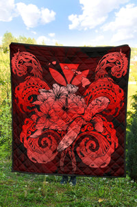 Hawaii Turtle Wave Polynesian Premium Quilt - Hey Style Red - Polynesian Pride