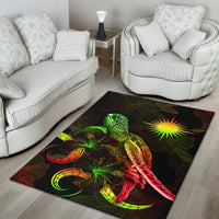 Marshall Islands Polynesian Area Rugs - Turtle With Blooming Hibiscus Reggae - Polynesian Pride