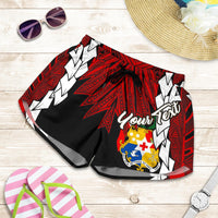 Tonga Custom Personalised Polynesian Women's Shorts - Tribal Wave Tattoo Flag Color - Polynesian Pride